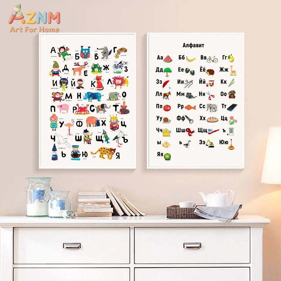 Kids Educational - Alphabet Numbers & More - AZNM Cyrillic Alphabet Canvas Print, Educational