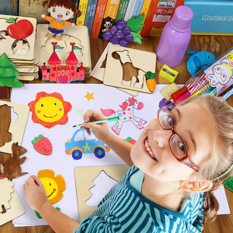 Kids Education Template - Montessori Toys Kids Drawing Template Wooden