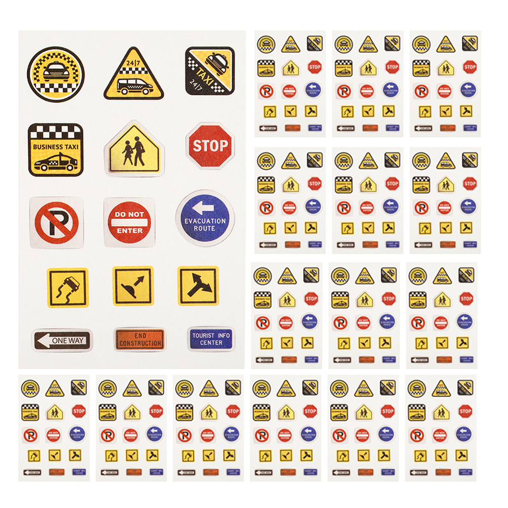 Kids Education Wallpaper - 20 Sheets Traffic Sign Decals for