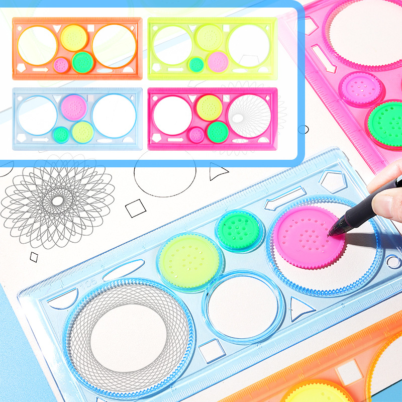 Kids Education Template - Geometry Spirograph Drawing Rulers Stencils Set