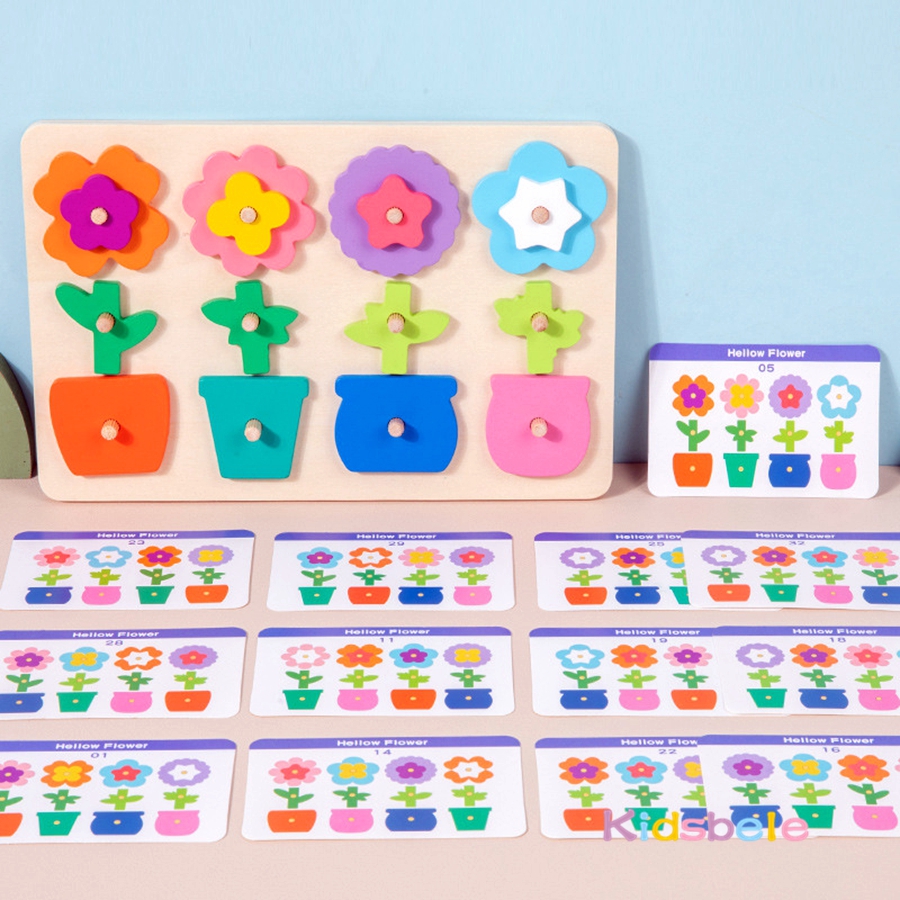 Montessori DIY Wooden Flower P - Kids Education Card ulasan dan harga