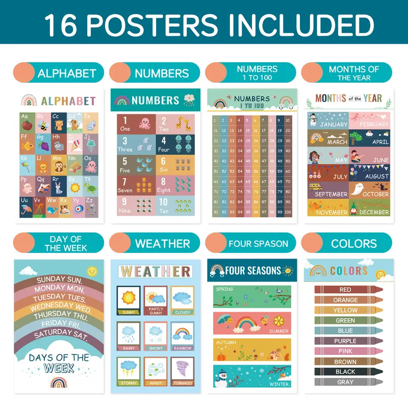 16Pcs Montessori Enlighten Ear - Kids Education Wallpaper ulasan dan harga