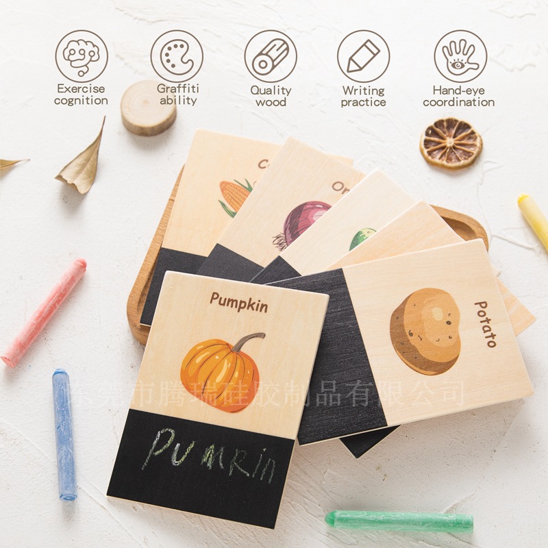 Wooden Cognition Flash Cards W - Kids Education Card ulasan dan harga