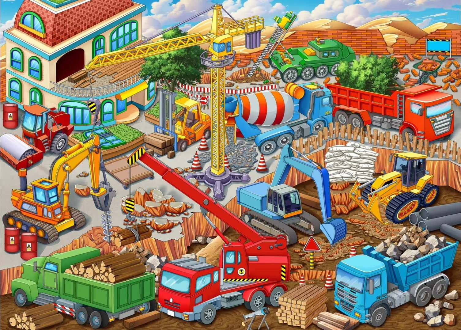 Cartoon Construction Site Vehi - Kids Education Wallpaper ulasan dan harga