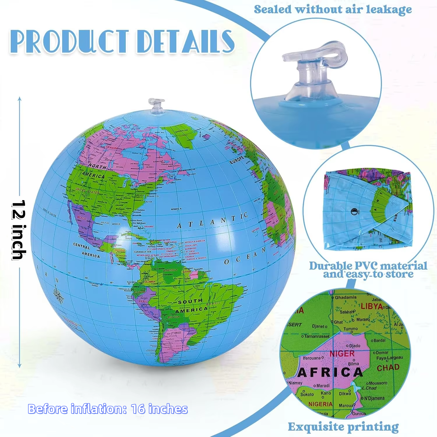 1/2/4 PCS Inflatable Globe Blo - Educational Globe For Kids ulasan dan harga