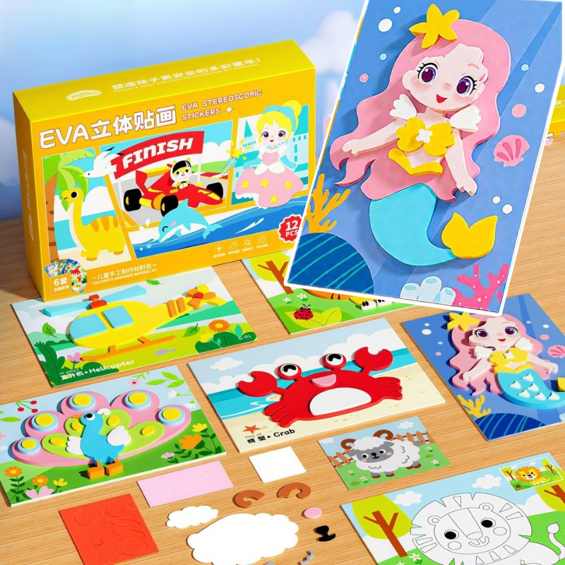 12Pcs/set 3D EVA Foam Sticker  - Kids Education Wallpaper ulasan dan harga