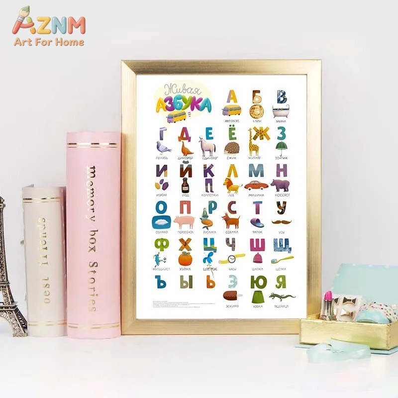 AZNM Cyrillic Alphabet Canvas  - Kids Educational - Alphabet Numbers & More ulasan dan harga