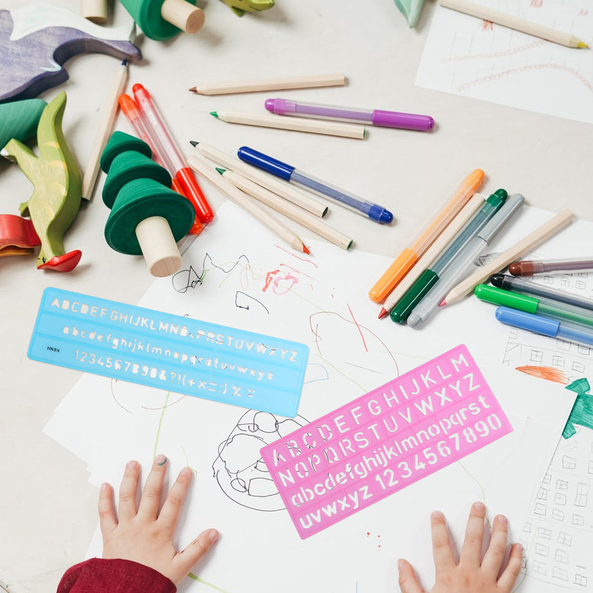 4Pcs Colorful Alphabet Graffit - Kids Education Template ulasan dan harga
