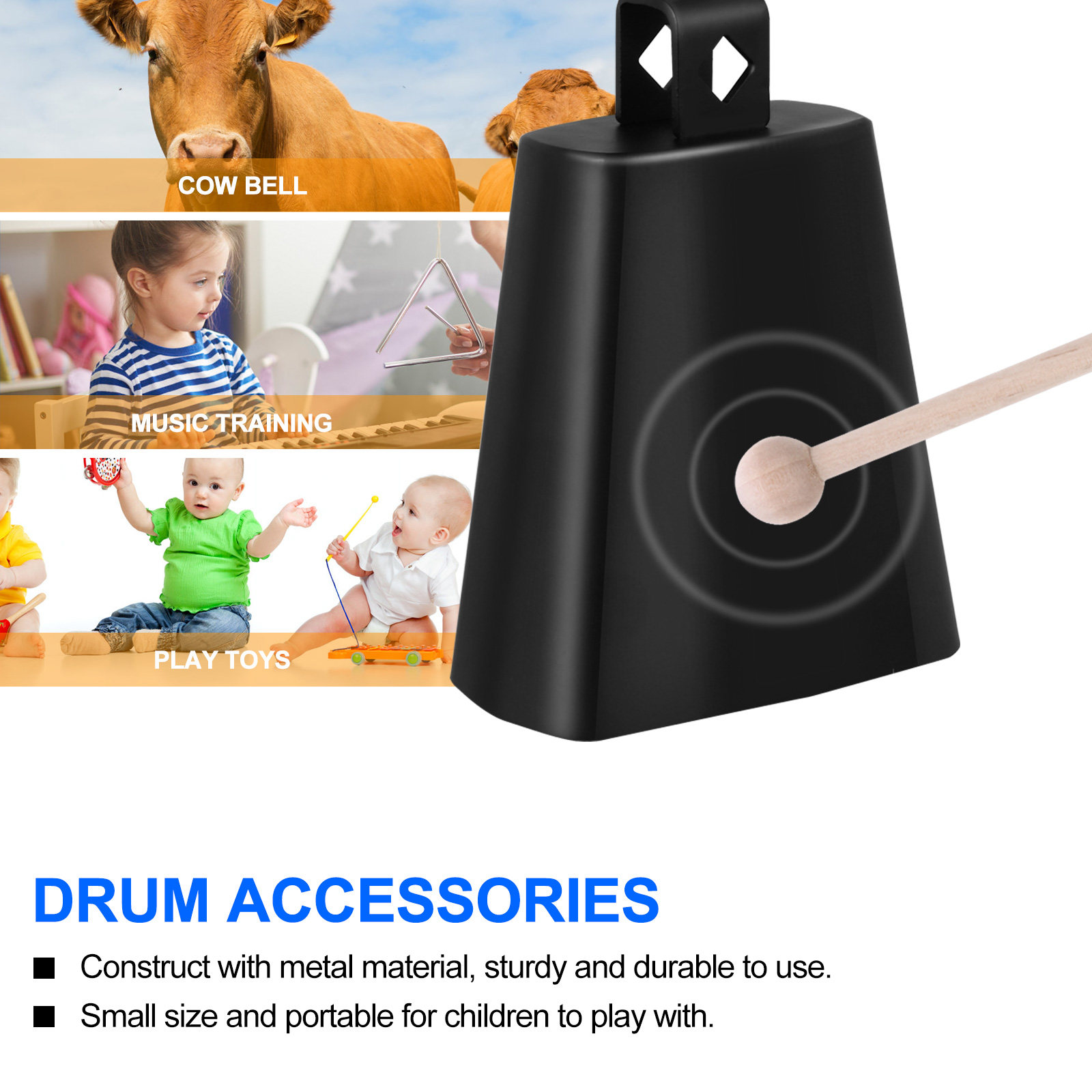 Metal Cow Bell Percussion Inst - Kids Early Education ulasan dan harga