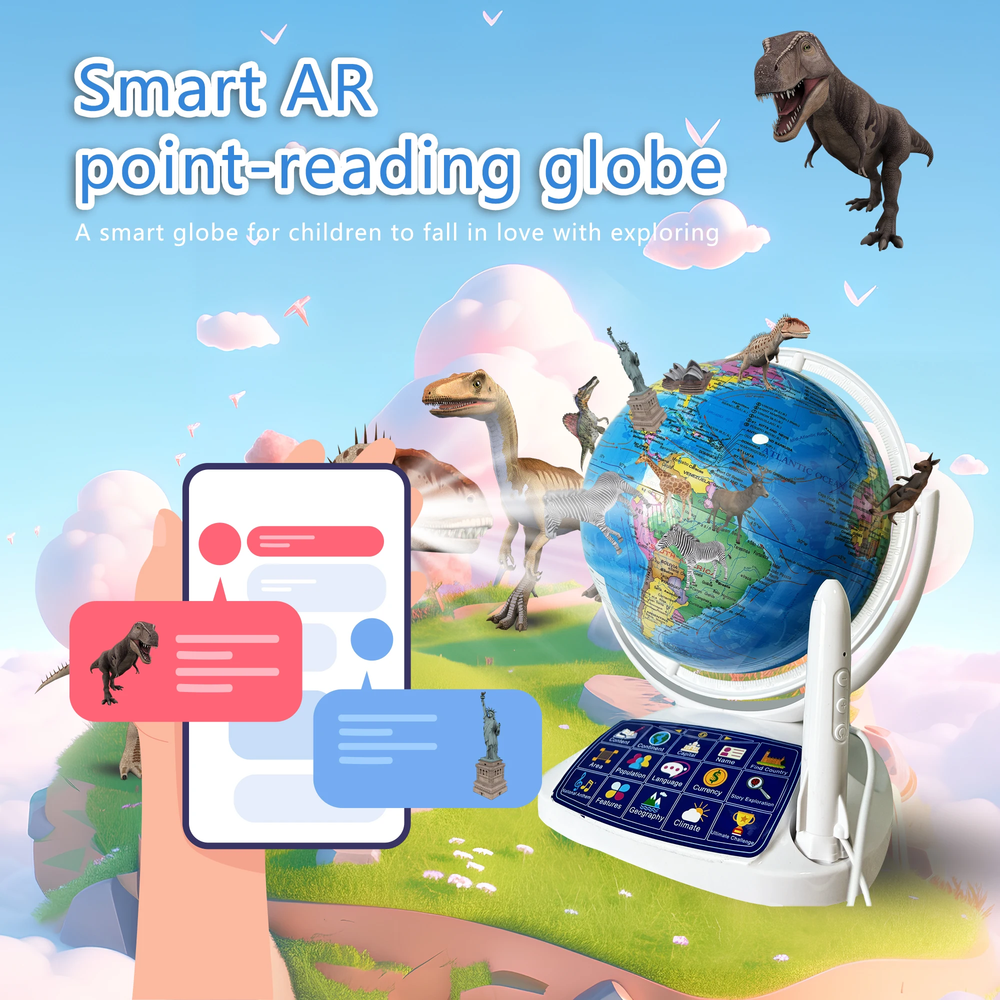 AR Interactive Smart Globe Kid - Educational Globe For Kids ulasan dan harga