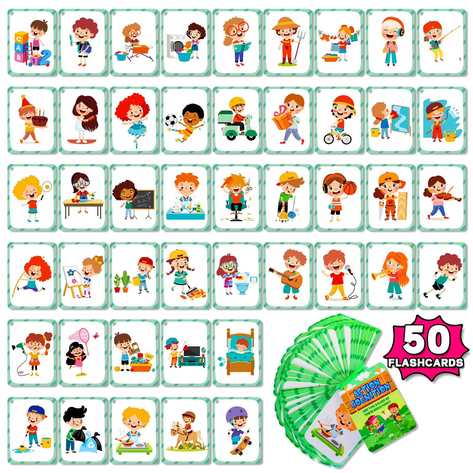 50Pcs/Set Cognition Learning C - Kids Education Card ulasan dan harga