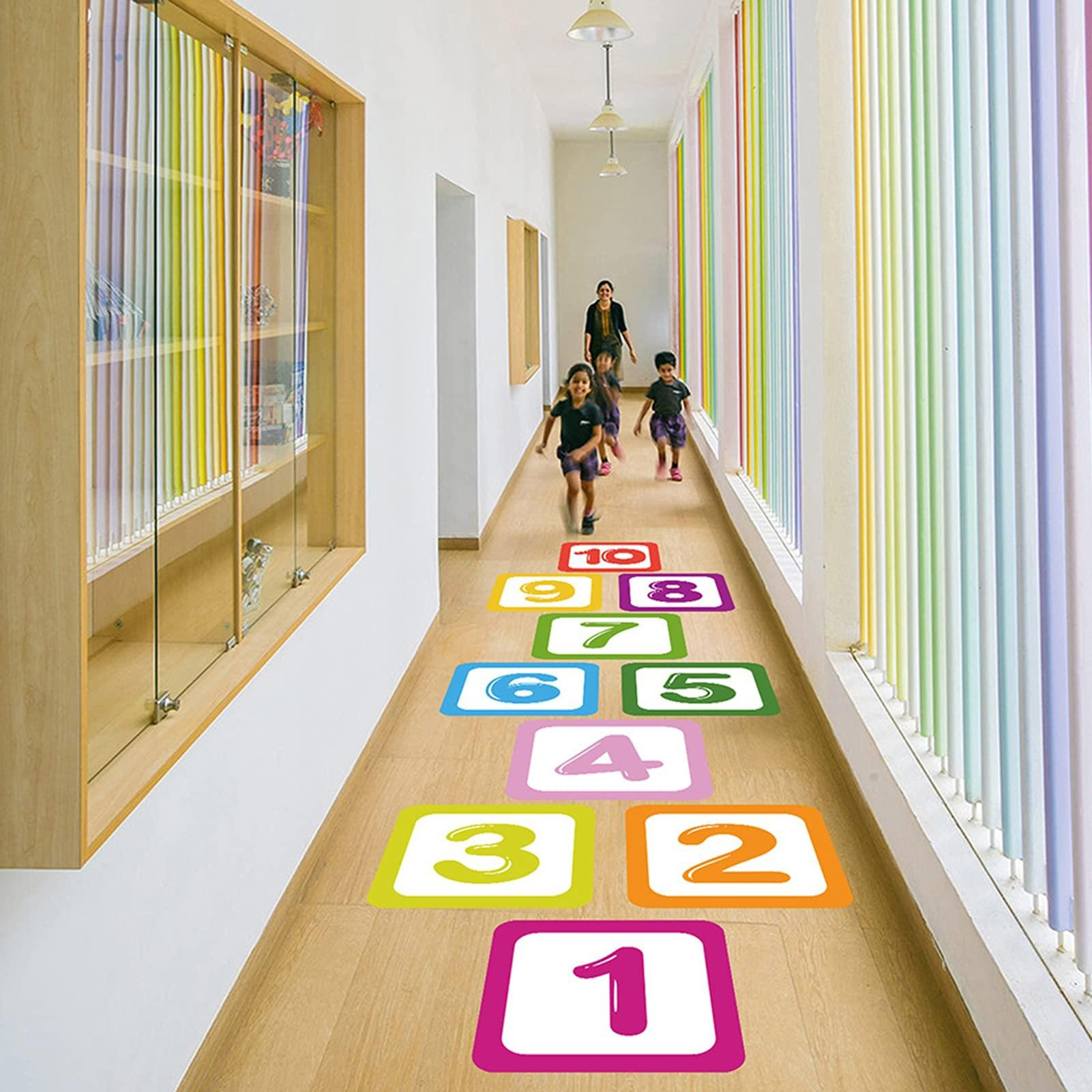 10 Number Hopscotch Floor & Wa - Kids Education Wallpaper ulasan dan harga